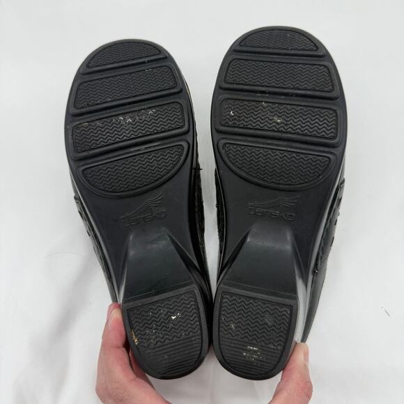 Dansko Women’s Black Leather Cutout Clogs Slip-On Size 36 Comfort Work Shoes - Picture 6 of 7